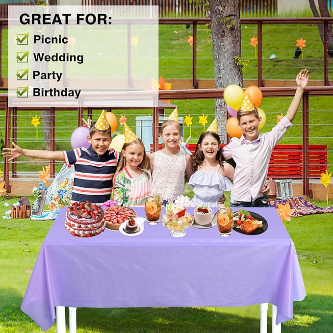 Craft And Party, 54 in x 100 feet Plastic Table Cover Roll for Party, Banquet, Picnic, Kids Activities for Any Size and Shape Table (Lavender, 54" x 100ft)