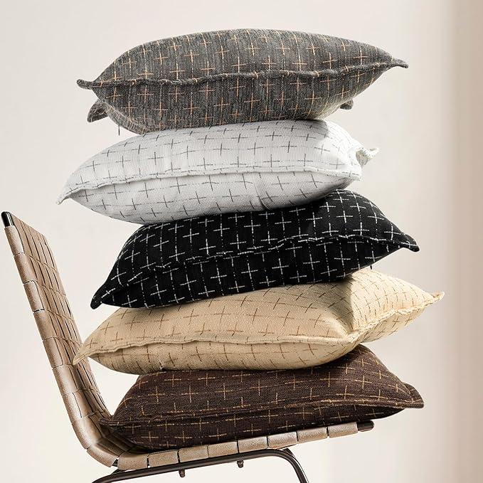 ZWJD Pillow Covers 26x26 Set of 2 Soft Polyester Textured Pillow Covers with Stylish Flange Edge Cozy Farmhouse Throw Pillows for Couch Bed Sofa Living Room
