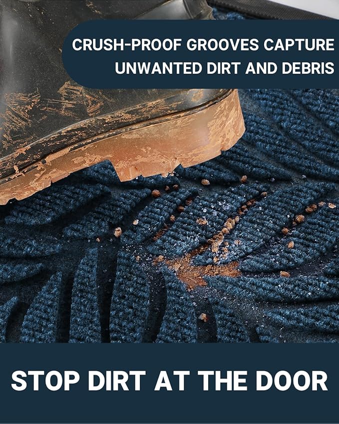 Yimobra Front Door Mat Outdoor Indoor, 29.5x17 All-Season Waterproof Welcome Mat, All-Weather Outside Entrance Mat, Non-Slip Patio Porch Doormat, Low Profile, Fade Resistant, Blue