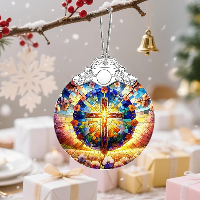 Boho Mandala Cross Ornament, Christian Christmas Ornament, Religious Christmas Decor, Christian Home Decor, Gifts for Christians, Religious Gifts, Spiritual Gift, Easter & Xmas Gift