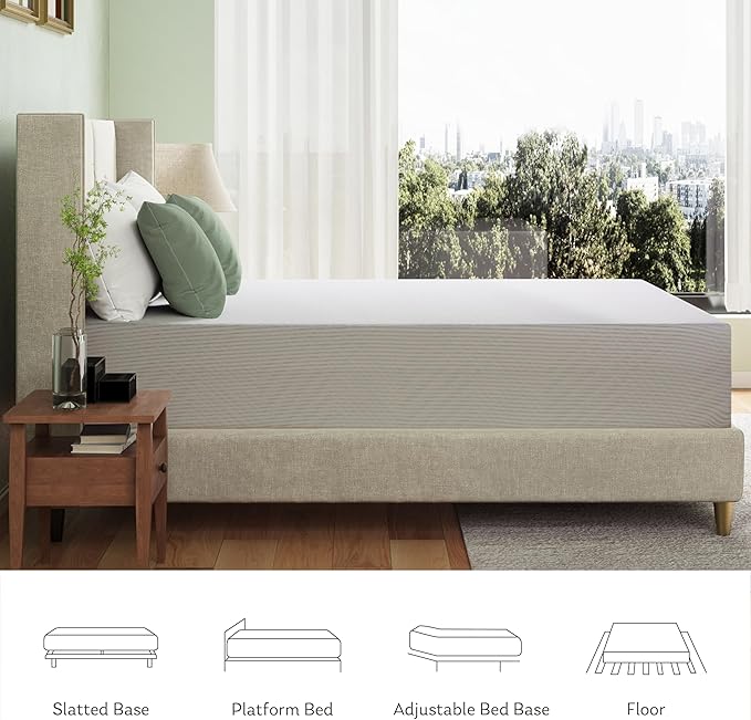 King Mattress in a Box, 12 inch Mattresses Made in USA for Platform Bed Double Size Daybed, Green Tea Memory Foam Mattress for Cool Sleep & Pressure Relief, Medium Firm