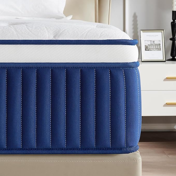 10 inch Queen Size Mattress in a Box,Hybrid Mattress,Gel Memory Foam Individually Wrapped Pocket Coils Innerspring Pressure Relief,Soft,CertiPUR-US Certified,Fiberglass-Free,