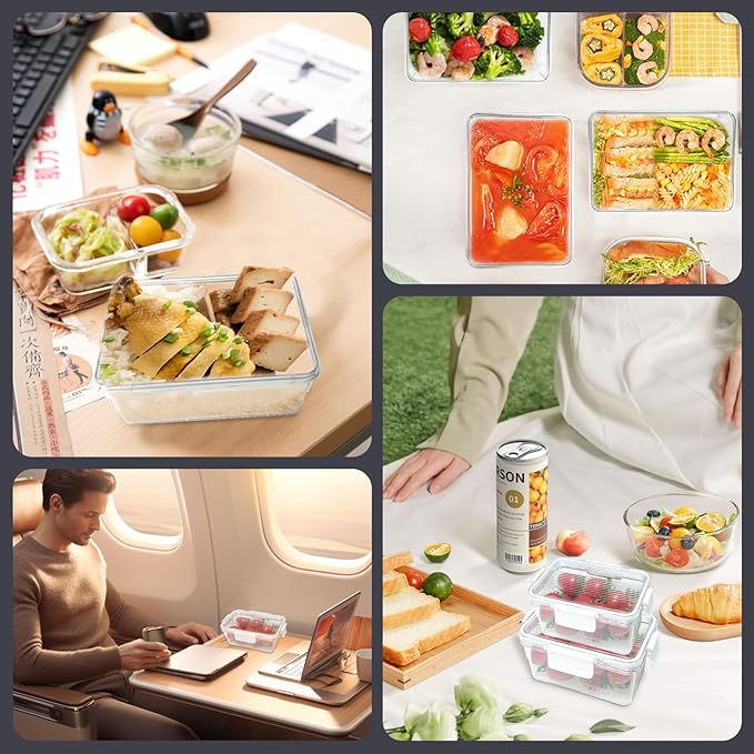 Eclirgan Food Storage Containers,Plastic Food Containers with Lock/Lids,Nesting Freezer Storage Set with Airtight/BPA Free for Pantry/Kitchen/Meal-prep(2/4/8.4 Cup)