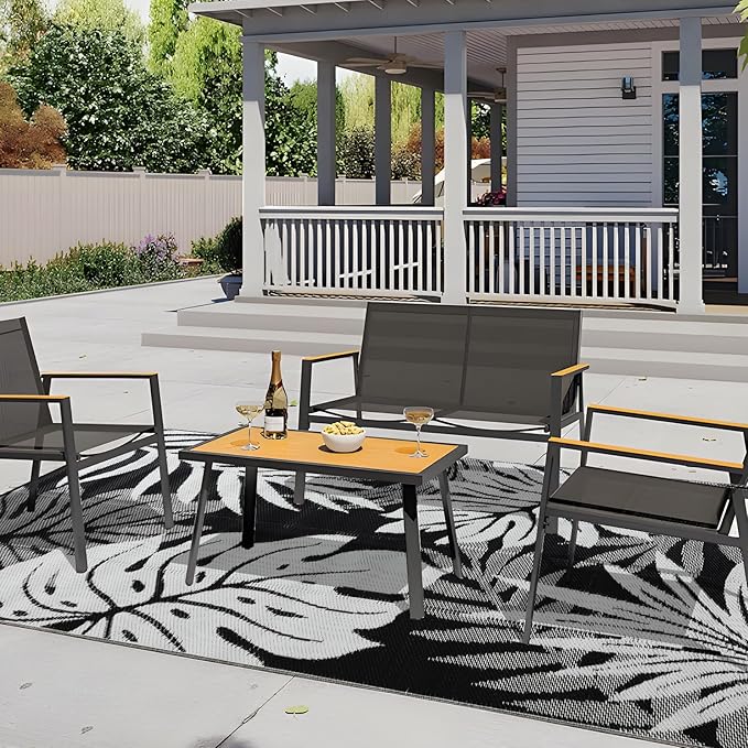 Outdoor Rug 6x9 ft Waterproof, Reversible Outdoor Plastic Straw Rug for Patios Clearance, Outdoor Area Rug Carpet RV Mat for Camping Backyard Deck Porch