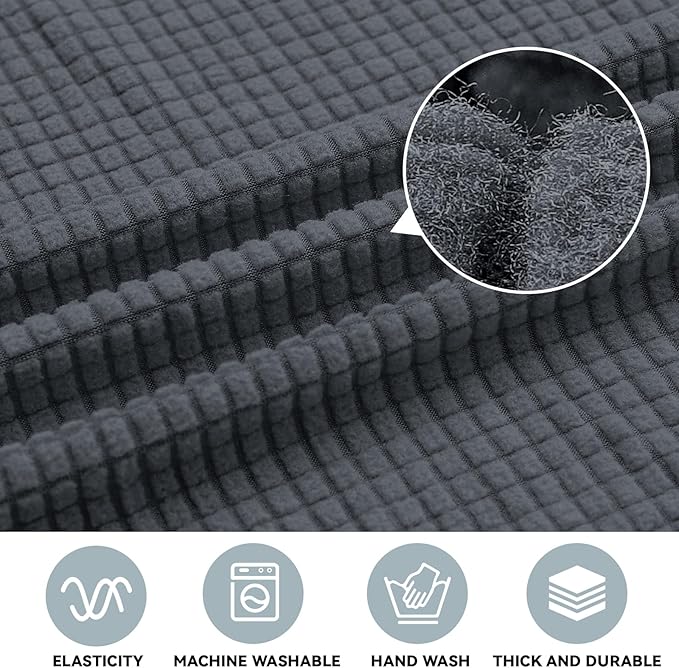 LURKA Stretch Oversized Sofa Slipcovers 1 Piece Couch Covers for 3 Cushion Couch Sofa Furniture Protector Full Sofa Covers with Elastic Bottom for Kids and Pet (X-Large, Dark Grey)