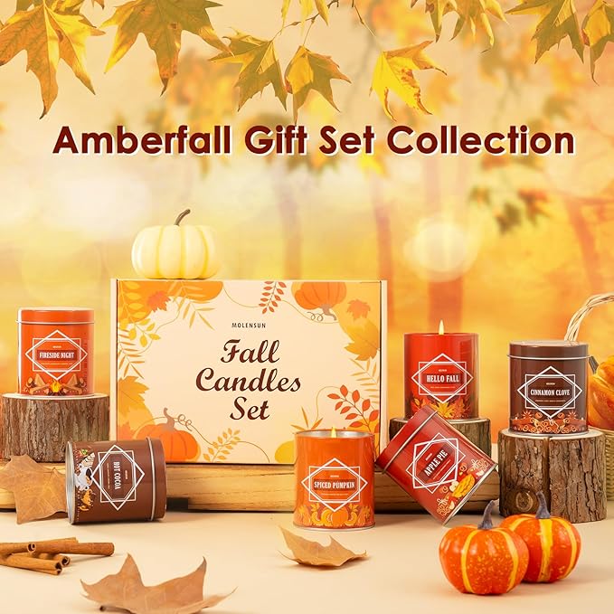 Fall Candle – Autumn Hearthglow Scented Soy Candle (9oz), 50-Hour Burn, Autumn Decor, Holiday Gift for Women & Men