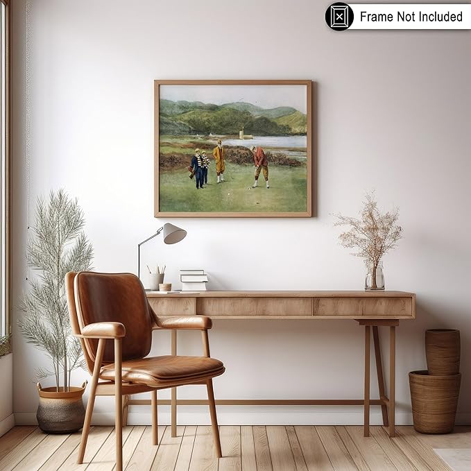 Poster Master The Putting Green Painting Poster - Golf Course Print - Golf Art - River Art - Sports Art - Landscape Art - Father's Day Art - Great Office or Living Room Decor - 16x20 UNFRAMED Wall Art