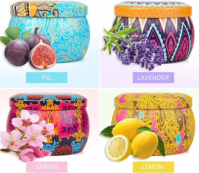 Scented Candles Gifts Set for Women, Aromatherapy Candles for Home Scented, Upgraded Large Tin of Soy Candle Lavender Candle Birthday Gifts for Women Mom Bath Spa Meditation Valentine Gifts Candles