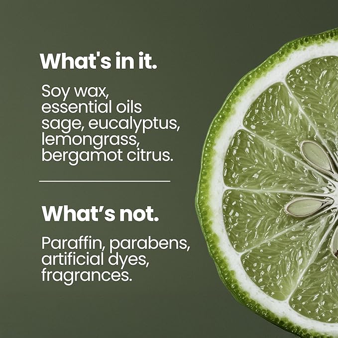 Natur IX Cleansing Scented Candles for Home | Sage & Palo Santo | Natural Non Toxic Soy Candles with Essential Oils | 50 H Long Burning | (Energy + Balance | Bergamot & Sage)