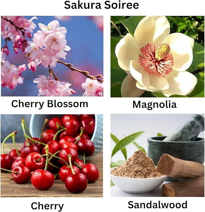 Sakura Soiree Scented Candle – Cherry Blossom & Sandalwood Spring Fragrance, Hand-Poured Coconut-Apricot Wax – Long Burning Candles, Natural & Non Toxic, Fragrance Candles – Made in USA, 5 oz.
