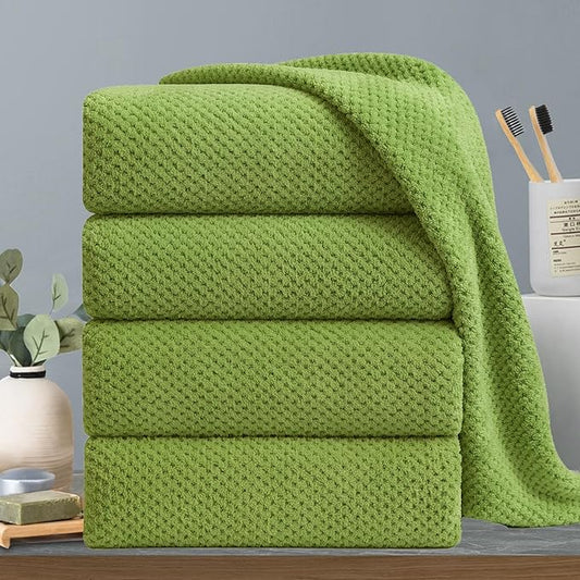 Extra Large Bath Towels Set 35x70 Inches - Olive Green Luxury 600 GSM Oversized Bath Sheet Towel,Ultra Soft Microfiber - Quick Dry,Highly Absorbent Shower Towels Spa Hotel Bathroom Towel Set (4-Pack)