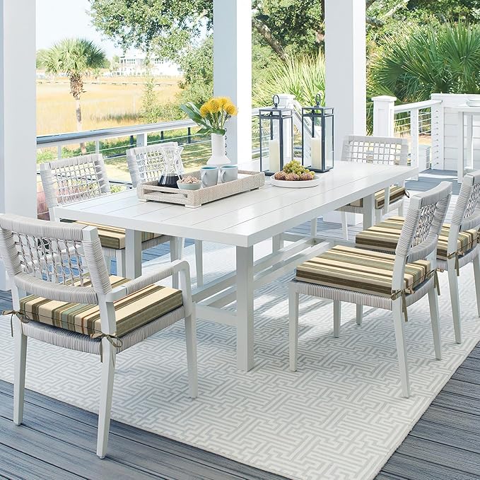 Set of 2 Outdoor Square Chair Cushions 18.5"x16"x2" for Patio, Water Resistant Patio Dining Seat Pads Replacement for Kitchen Garden and Outdoor Furniture Decoration - Stripe Onyx