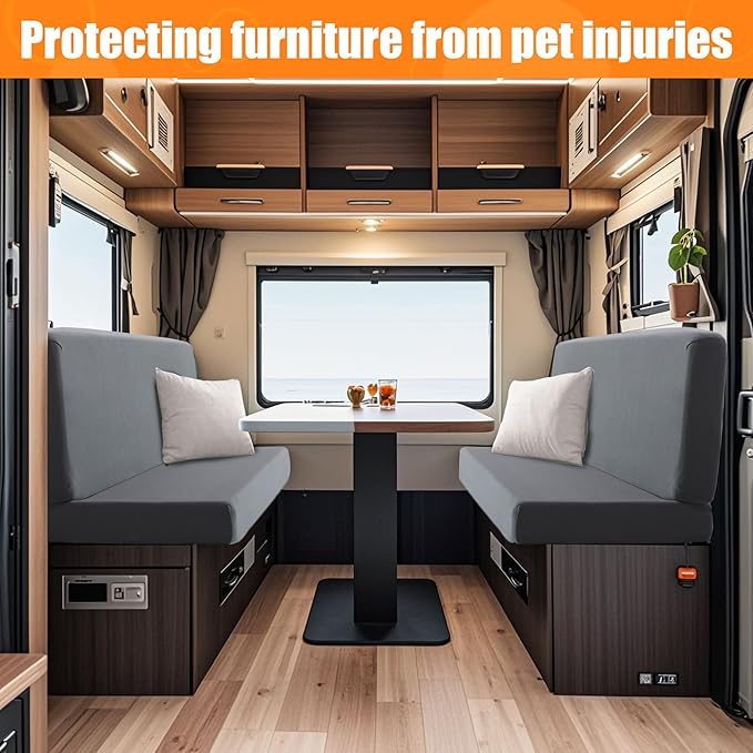 Rv Dinette Cushion Covers,Printing Stretchable Camper Cushion Cover,RV Cushion Slipcover,Rv Couch Cover Replacement for RV Camper Car Bench,2 Backrest Covers and 2 Bench Covers (Gray)