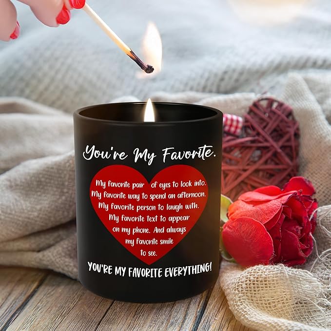 OASSIE Gifts for Boyfriend Girlfriend - You're My Favorite Long Lasting Vanilla Lavender Candle 10 oz - Wedding Anniversary Couple Candle, Romantic Love Birthday Gifts for Him Her Husband Wife