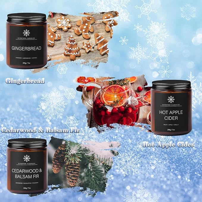 6 Pack Winter Candles for Home Scented, Aromatherapy Candles Gift for Women Men, 42oz 300 Hour Long Lasting Candle, Winter Candle Gift for Holiday, Gifts for Birthday, Valentine's Day
