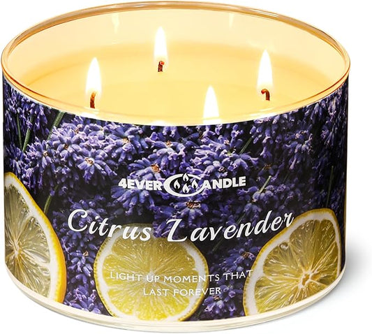 Citrus Lavender Scented Candles, 18oz Soy Candles Non Toxic 4-Wick Large Candle Jars, Over 50 Hours of Burning Time, Ideal for Gifting, Events, Home Decor