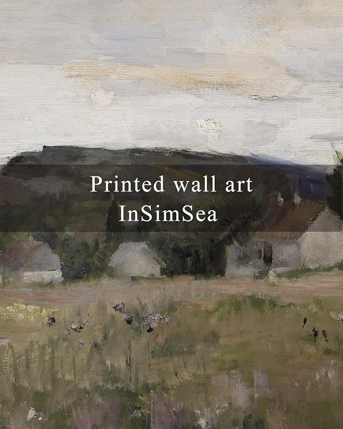 InSimSea Framed Wall Art for Living Room Vintage Landscape Wall Art Prints Canvas Art Wall Decor Abstract Serene Countryside Scene Wall Prints Mid Century Modern Decor for Bedroom Office 12x16in