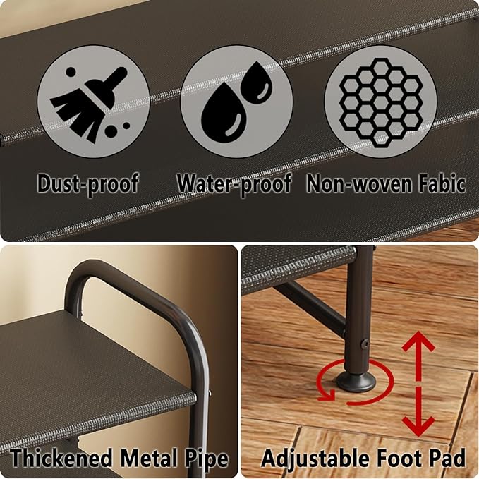 Shoe Rack 4 Tier Long Storage Organizer Wide Metal Shoe Shelf for Closet Entryway Black