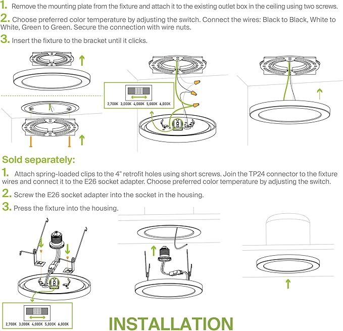 ASD LED 12" Round Flush Mount Ceiling Light Fixture, Low Profile Surface Lighting | 5CCT, Dimmable, Ultra-Thin, ETL Listed | 24W 1900LM 2700-6000K 120V | Kitchen, Hallway Lamp | Nickel, 4 Pack