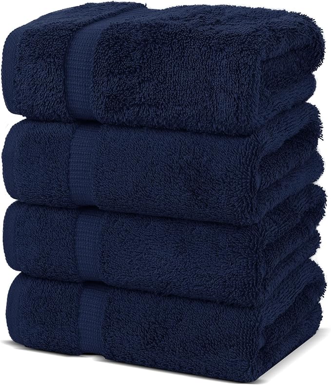 Chakir Turkish Linens Premium Cotton Absorbent Turkish Towels (Hand Towel - 4 Piece Navy Blue)