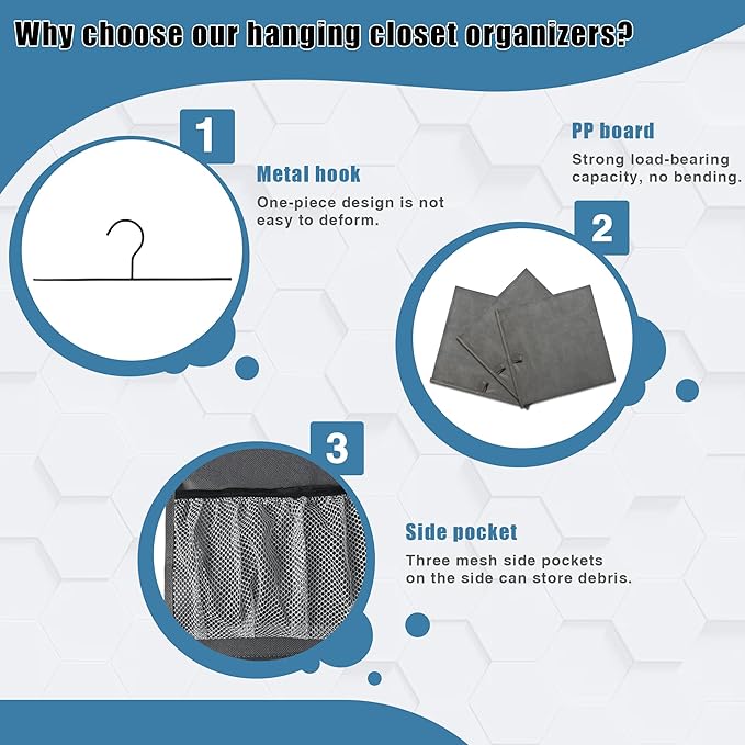 6-Shelves Hanging Closet Organizer with 5 Different Drawers, Foldable Organizers and Storage for Wardrobe, Closet& RV, Clothes and Accessories Storage, Non-woven fabric, Dark Gray