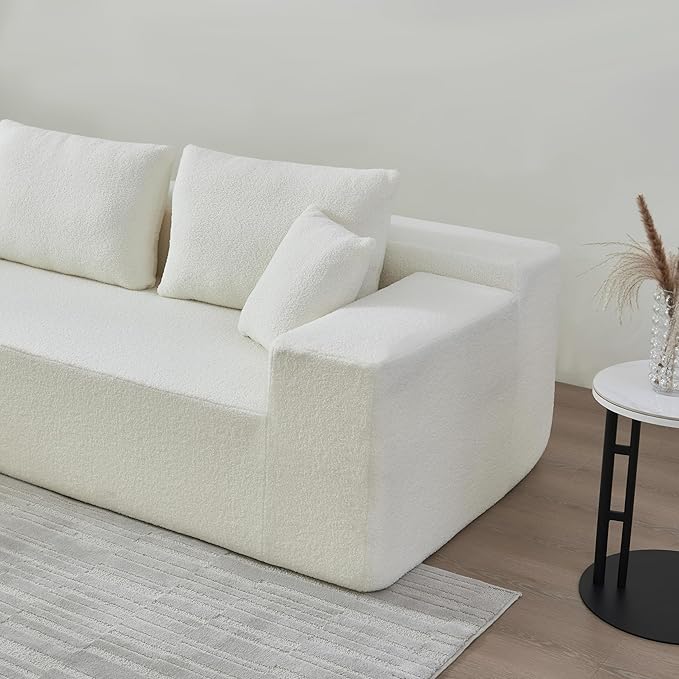 104.3 X 68.1'' Sectional Sofa, Sherpa Fabric L Shaped Corner Sofa, 3 Seat Modern Upholstered With 2 Pillows, Left Hand Lounge for Living Room, Office
