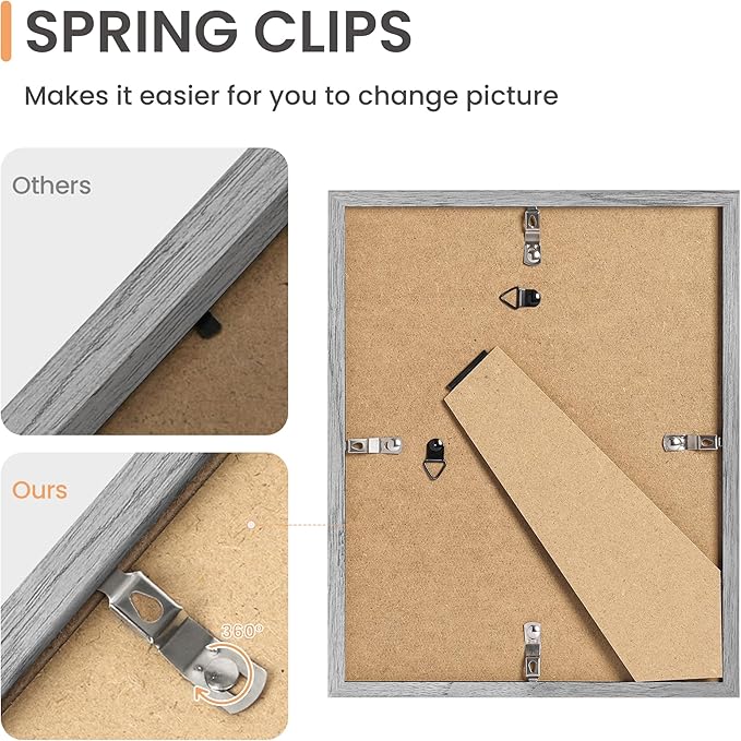 upsimples 10 Pack Picture Frames Collage Wall Decor for Mounting or Tabletop Display, Photo Gallery Frame Set for Family, Multi Sizes Including 8x10, 5x7, 4x6, Gray