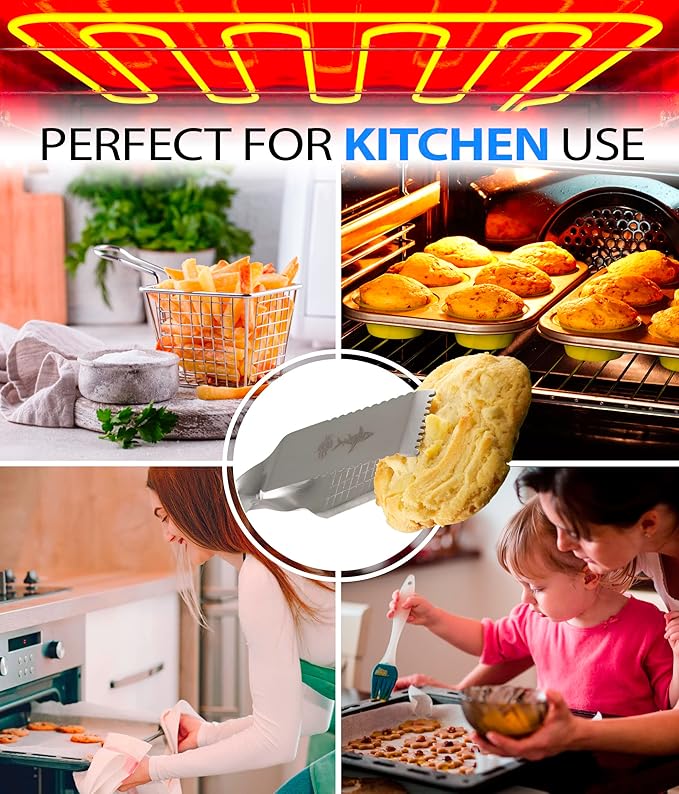 Shark BBQ Grill Tongs - 2-Pack, Great Value - 17" & 13" Professional Kitchen and Outdoor Grilling Utensil Set (Green)