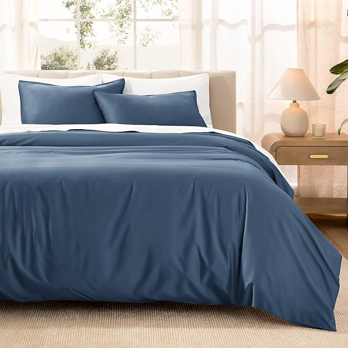 Bare Home 100% Organic Cotton Sateen Duvet Cover Set - Twin/Twin Extra Long Size - 400 Thread Count - Smooth Sateen Weave - Warm & Luxurious - Duvet Cover (Twin/Twin XL, Bering Sea)