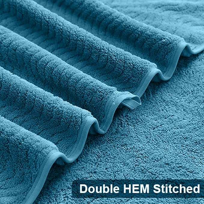 Ultra Soft 8 Piece Textured Bath Towel Set for Bathroom Shower Pool, Kitchen, Quick Dry, Lightweight Highly Absorbent - 2 Oversized Bath Towel Sheets, 2 Hand Towels, 4 Washcloths