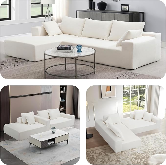 109 X 68'' Sectional Sofa, Chenille Fabric L Shaped Couch, 3 Seat Corner Sofa, Modern Upholstered Couch with 2 Pillow Left Hand Lounge for Living Room, Office