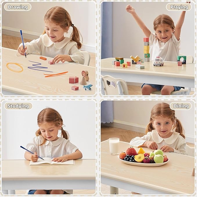 Toddler Table, 7 Level Height Adjustable Kids Play Furniture for Ages 3-8, Rectangular Plastic, 23.6" W x23.6 L, Multi-Activity Desk with Graffiti Desktop for Home & Daycare