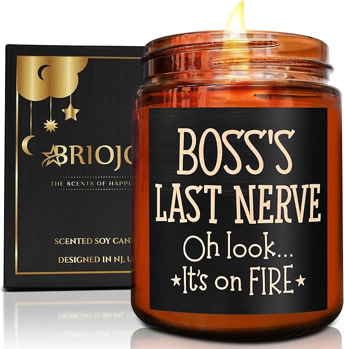 Boss Gifts for Women, Men - Fun Relaxing Candles - Funny Gift for Boss Female, Her, Mom, Boss Lady - Birthday, Thank You for Coworker Nurse Teacher Friend - Natural Soy Wax Jar Candle for Home