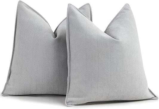 ZWJD Light Gray Pillow Covers 18x18 Set of 2 Chenille Throw Pillow Covers with Elegant Design Soft and Luxurious Decorative Throw Pillows for Couch, Bed, and Home Decor