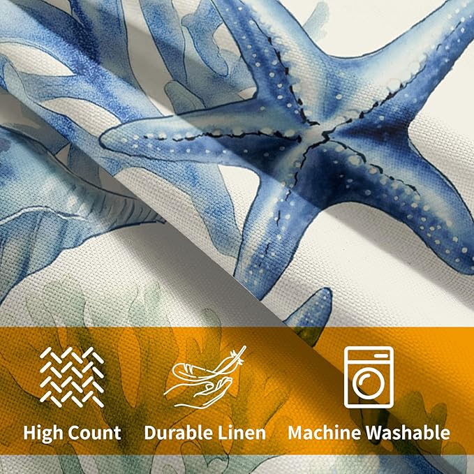 Kawani Beach Theme Pillow Covers 22x22 Inch Coastal Starfish Coral Outdoor Throw Pillows Set of 2 Summer Ocean Nautical Pillowcases Rustic Cushion Covers for Couch Home Decor