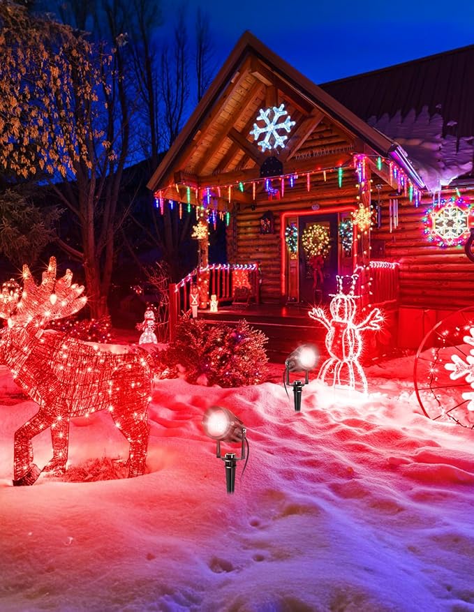 Halloween Red Landscape Lights Outdoor, 14 LED Landscape Lighting with US Plug, IP65 Waterproof Spotlights for Tree Yard Garden Pathway Christmas Decor 2 Pack