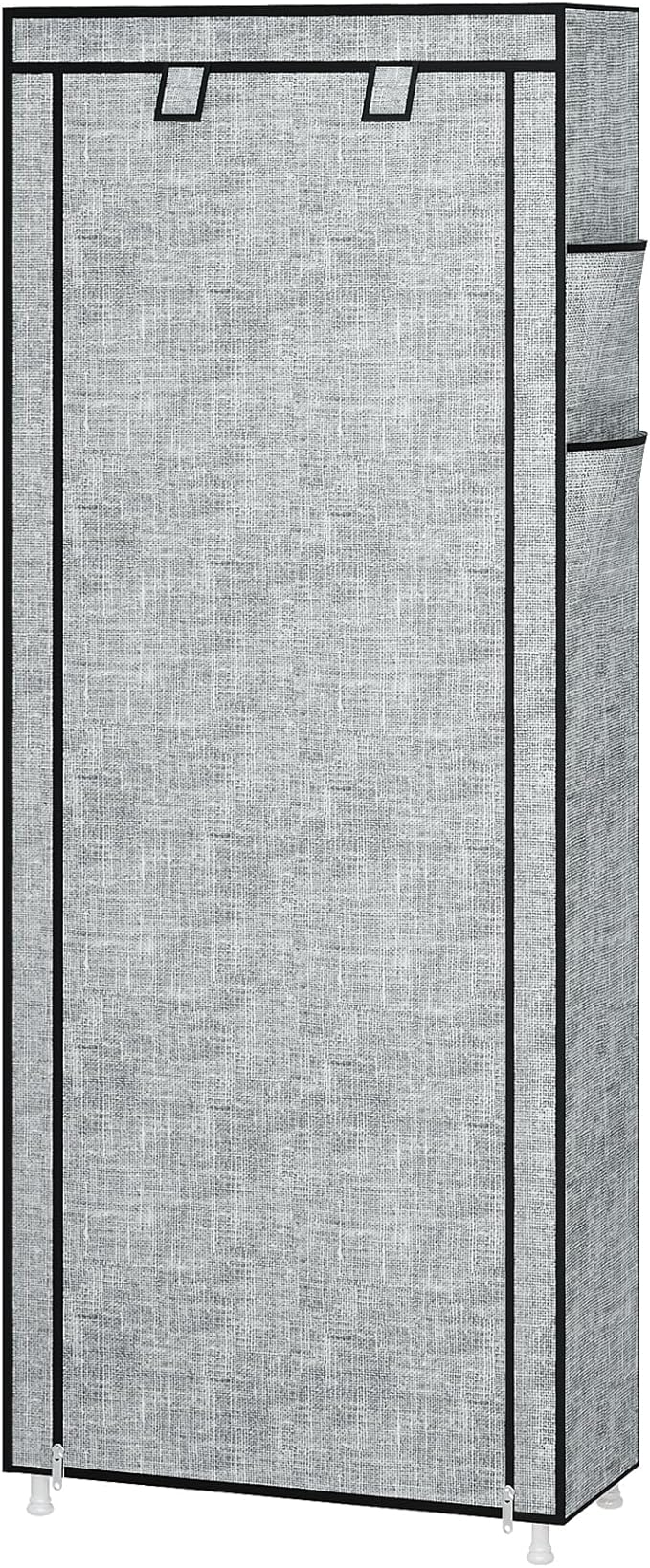 Calmootey 9 Tier Shoe Rack Organizer,Portable Shoe Shelf with Nonwoven Fabric Cover for Closet Hallway,Bedroom,Entryway, Ash Grey