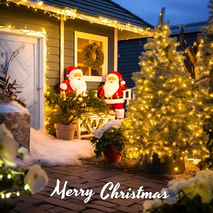 JMEXSUSS 400 LED String Lights Indoor Outdoor Waterproof, 132 ft Warm White Christmas Lights Plug in with Remote, 8 Modes Led String Lights for Outside Patio Holiday Party Bedroom Classroom Decor