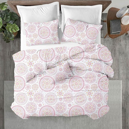 Kotton Culture 1 Pc Queen Size Duvet Cover Only -100% Egyptian Cotton Sateen 600 Thread Count Ultra Soft Premium Durable Comforter Cover Zipper Closure & Corner Ties (Mandala, Queen/Full 90" X 90")