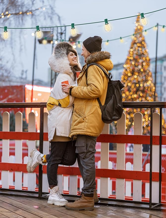 SUNSGNE 25Ft Round Christmas Lights Outdoor, G40 Globe String Lights with 27 LED Clear Lights(2 Spare), Green Wire String Lights for Yard Patio Porch Tent Pergola Backyard Christmas Decorations