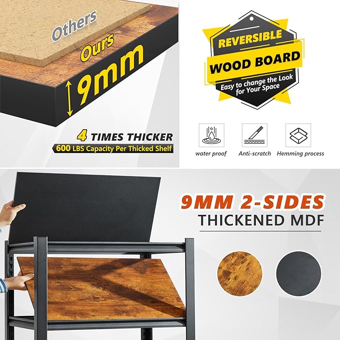 REIBII Storage Shelves 2500LBS Metal Shelving Adjustable Garage Shelving 5 Tier Garage Storage Shelves for Closet Kitchen Pantry 24.4''W X 16.4''D X 60''H