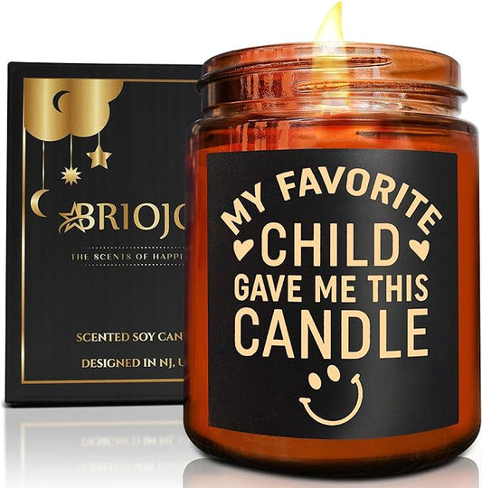 Birthday Gifts for Mom from Son, Daughter - Favorite Child Candle - Mom Candle, Funny Mother Gifts - Fun Relaxing Gift for Women - Lavender Vanilla Natural Soy Wax Candle for Home