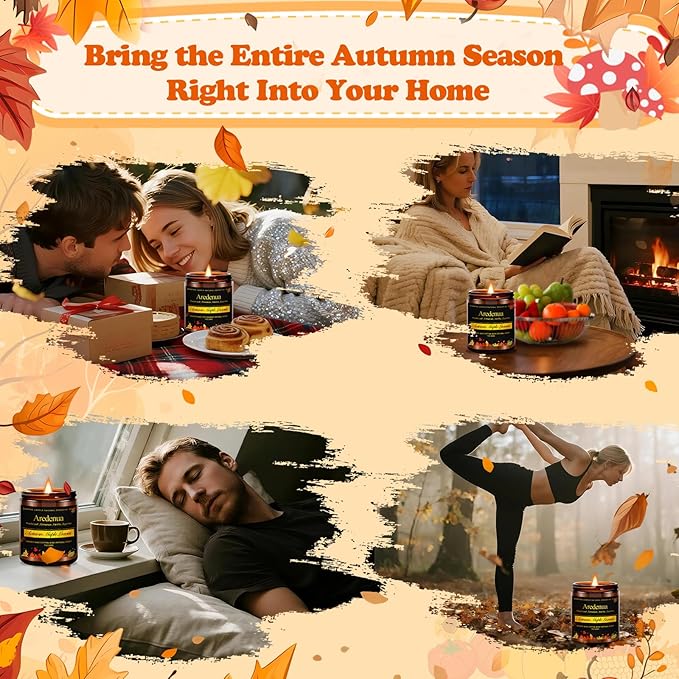 Fall Candle - Cinnamon Roll Candles | Autumn Candle for Home, Cinnamon Scented, 7oz Soy Candles for Home Scented, Fall Gift for Women & Men, Cozy Seasonal Scent for Autumn & Thanksgiving