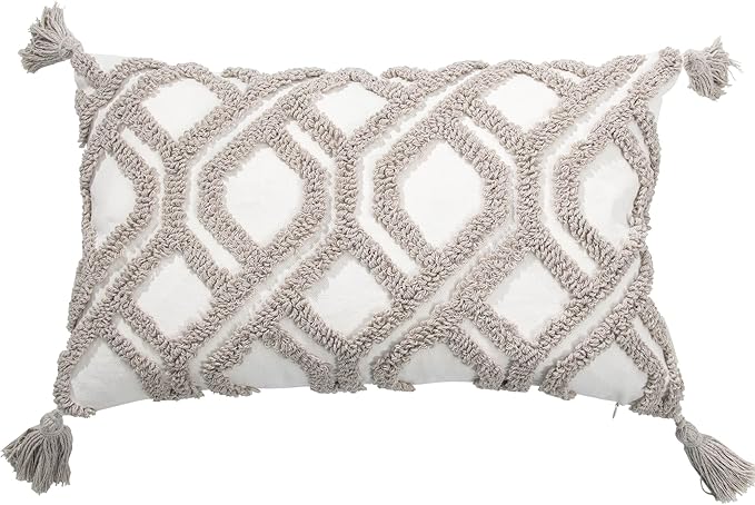 Boho Pillow Covers 12X20 Inch Boho Tufted Throw Pillow Covers Decorative Tassels Cushion Cover Farmhouse Pillow Case for Couch Sofa Bed Living Room Bedroom, Taupe