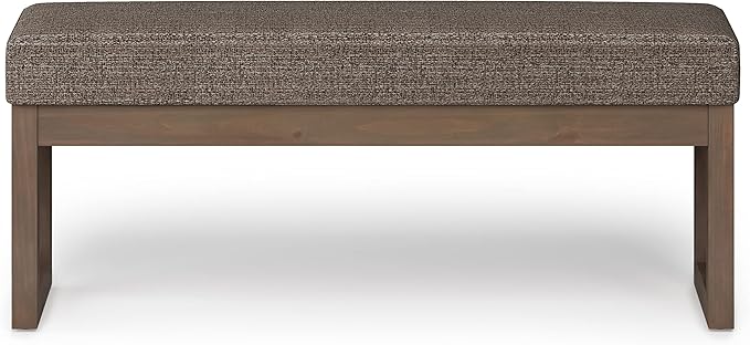 SIMPLIHOME Milltown 45 inch Wide Contemporary Rectangle Large Ottoman Bench in Mink Brown Tweed Look Fabric, Assembled, for the Living Room and Bedroom