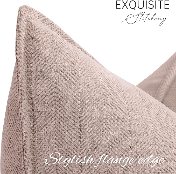 ZWJD Dusty Pink Pillow Covers 26x26 Set of 2 Chenille Throw Pillow Covers with Elegant Design Soft and Luxurious Decorative Throw Pillows for Couch, Bed, and Home Decor