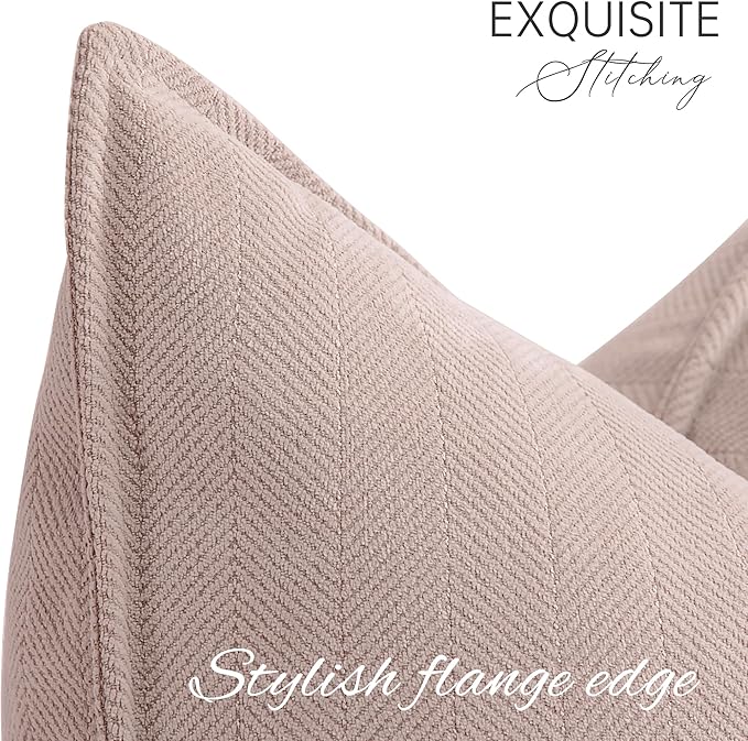 ZWJD Dusty Pink Pillow Covers 22x22 Set of 2 Chenille Throw Pillow Covers with Elegant Design Soft and Luxurious Decorative Throw Pillows for Couch, Bed, and Home Decor