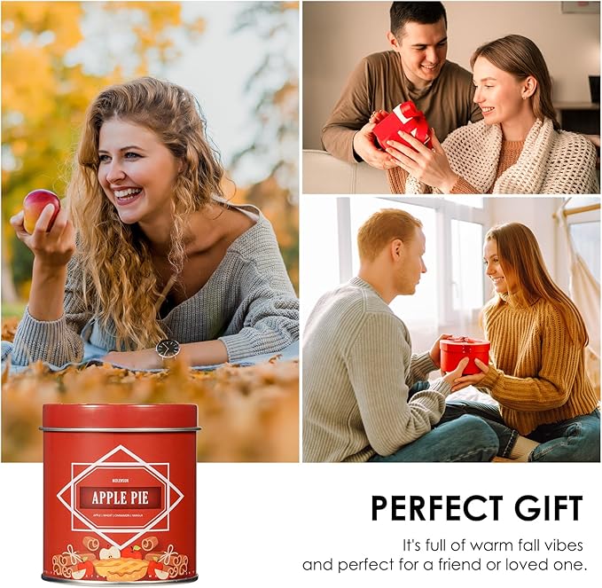 Fall Scented Candle ā Apple Pie Soy Candle 9oz, 50 Hour Burn, Non-Toxic Autumn Decor, Holiday Gift for Women & Men