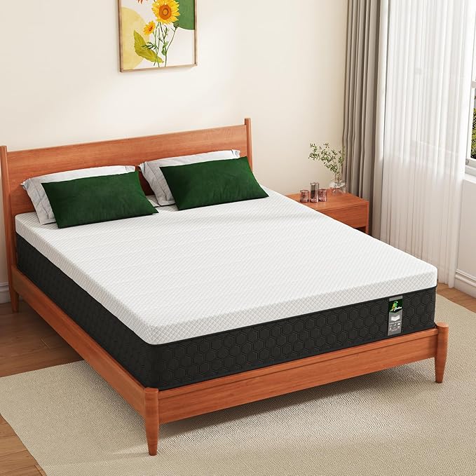 Full Size Hybrid Mattress in a Box, 10 Inch Firm Mattress with Memory Foam, Motion Isolation & Strong Edge Support
