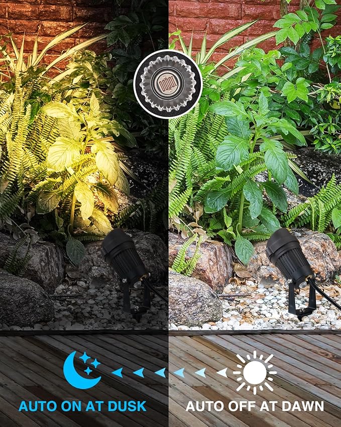 SUNVIE Dusk to Dawn Outdoor Lighting 120V LED Spot Lights Outdoor Landscape Spotlights with Photocell Sensor Waterproof Outdoor Spot Lights for Yard 7W Outdoor Spotlight Flag Light for Garden Tree